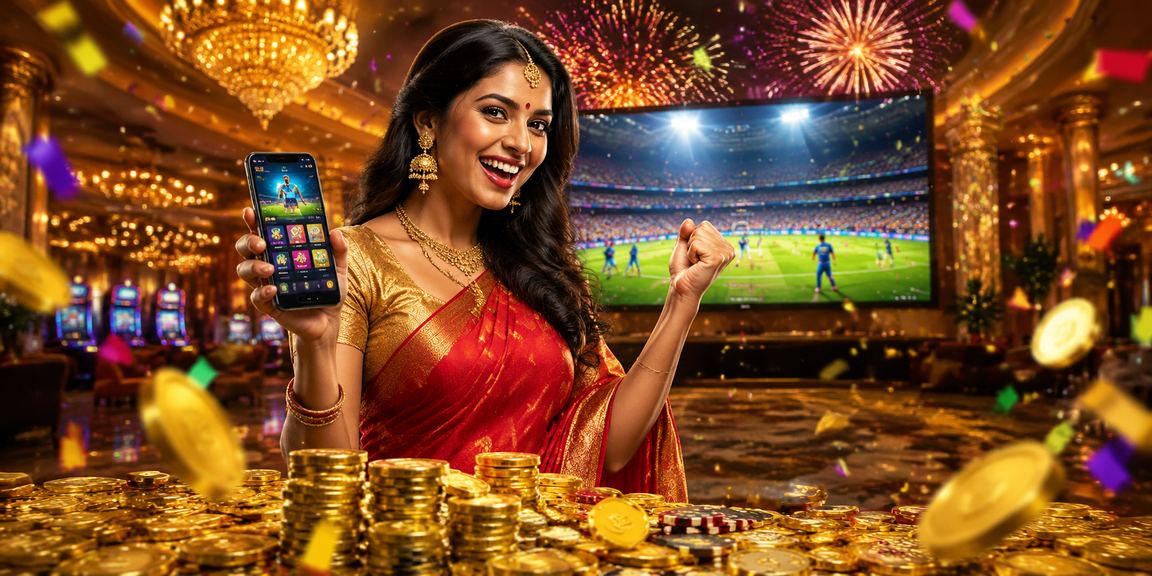 Indian woman enjoying 2481 live casino on smartphone in saree